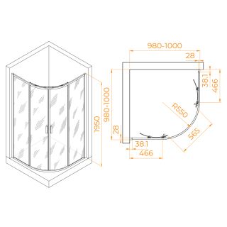 Душевой уголок RGW PA-52B 03085200-14 100x100см чёрный